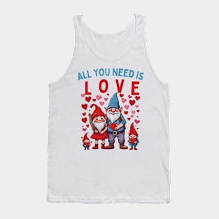 Gnomies All You Need Is Love Valentines Day Womens Girls Tank Top